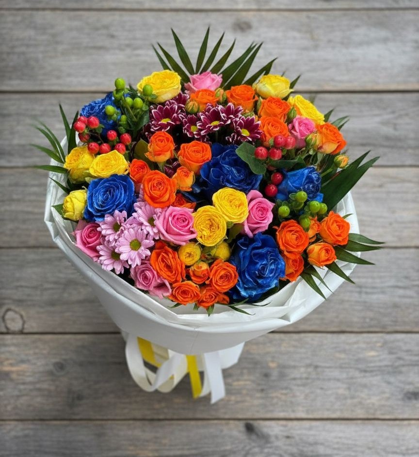 Букет цветов из: Розы и Хризантемы в Денежниково