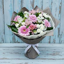 Букет цветов из:  Герберы, Альстромерии и Хризантемы в Денежниково