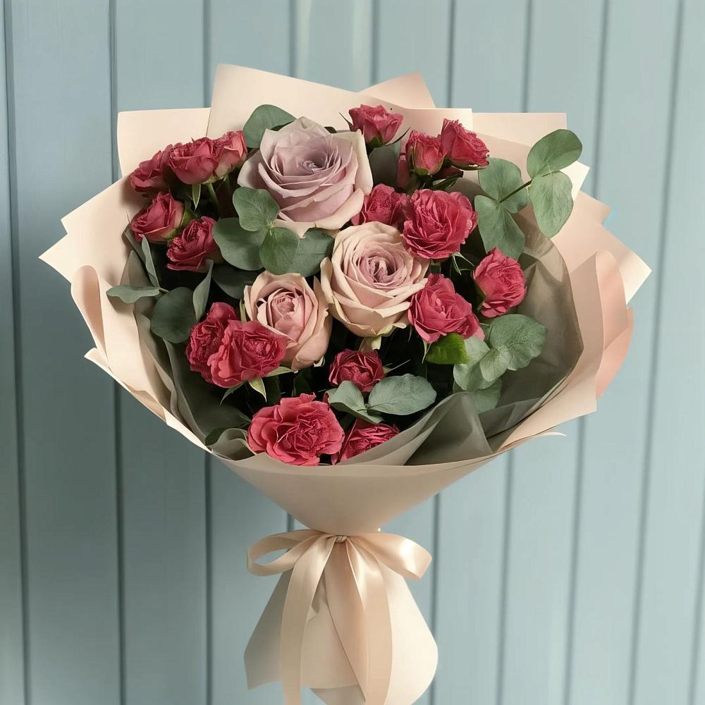 Букет цветов из: Гвоздики и Розы в Денежниково