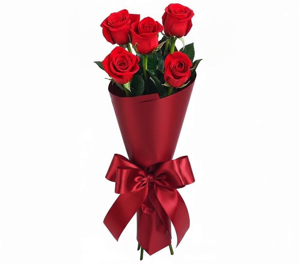 Букет 5 Красных роз Эдлесс Лав в Денежниково