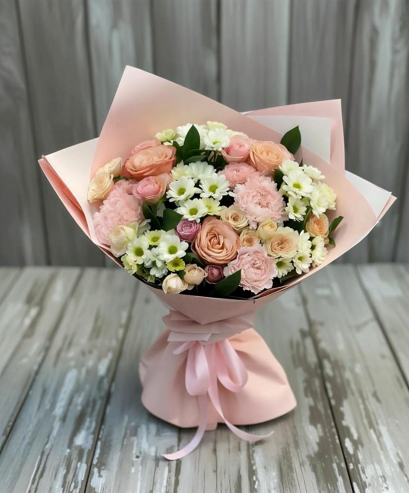 Букет цветов из: Гвоздики, Розы и Хризантемы в Денежниково