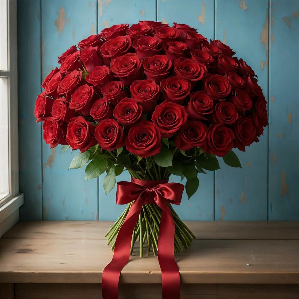 Букет Красные розы Блэк Меджик в Денежниково