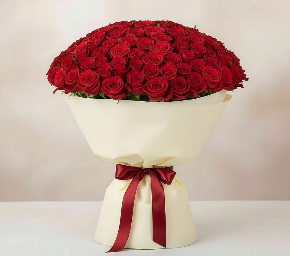 Букет 101 Красная роза Милано в Денежниково
