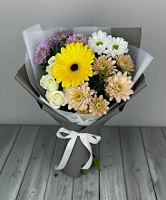 Букет цветов из:  Розы, Герберы и Хризантемы #REPLACE_PRED# Денежниково