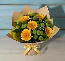 Букет цветов из:  Герберы и Хризантемы в Денежниково