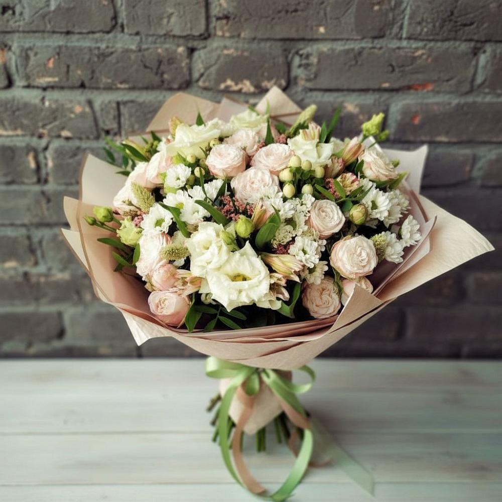 Букет цветов из: Альстромерии, Розы и Хризантемы в Денежниково