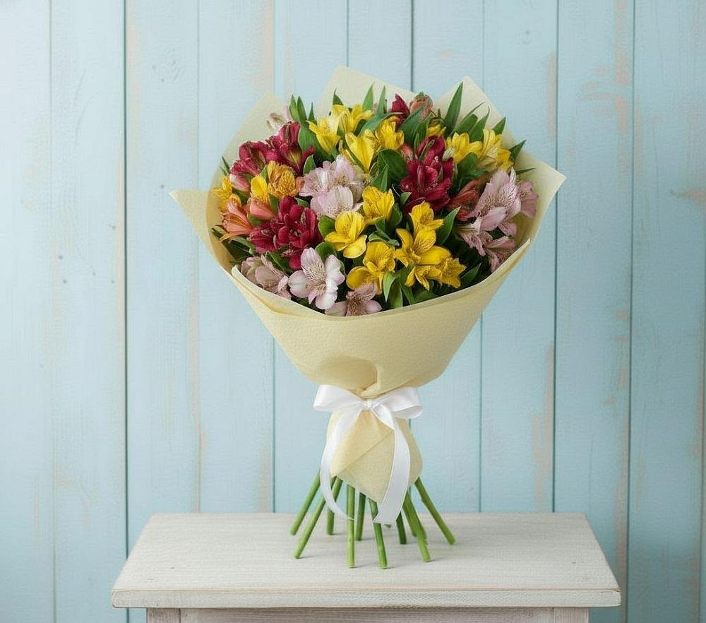 Букет цветов из: Альстромерии в Денежниково