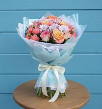 Букет цветов из:  Хризантемы и Розы в Денежниково