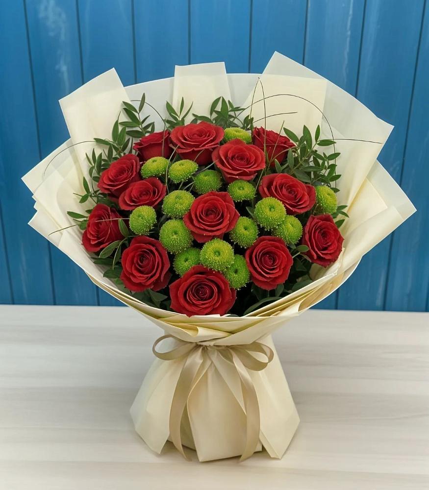 Букет цветов из: Розы и Хризантемы в Денежниково