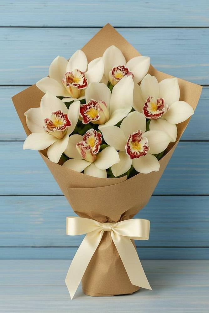 Букет цветов из: Орхидеи и Розы в Денежниково